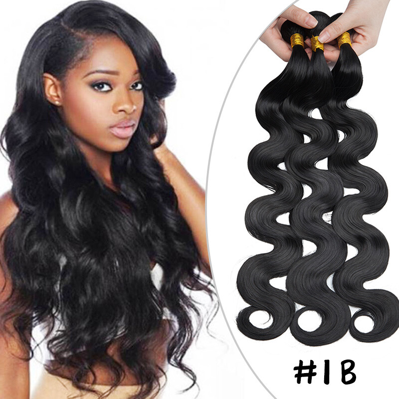 22″Sew in Full Head Black Body Wave Closure Weft Crochet Weaving Hair Extensions
