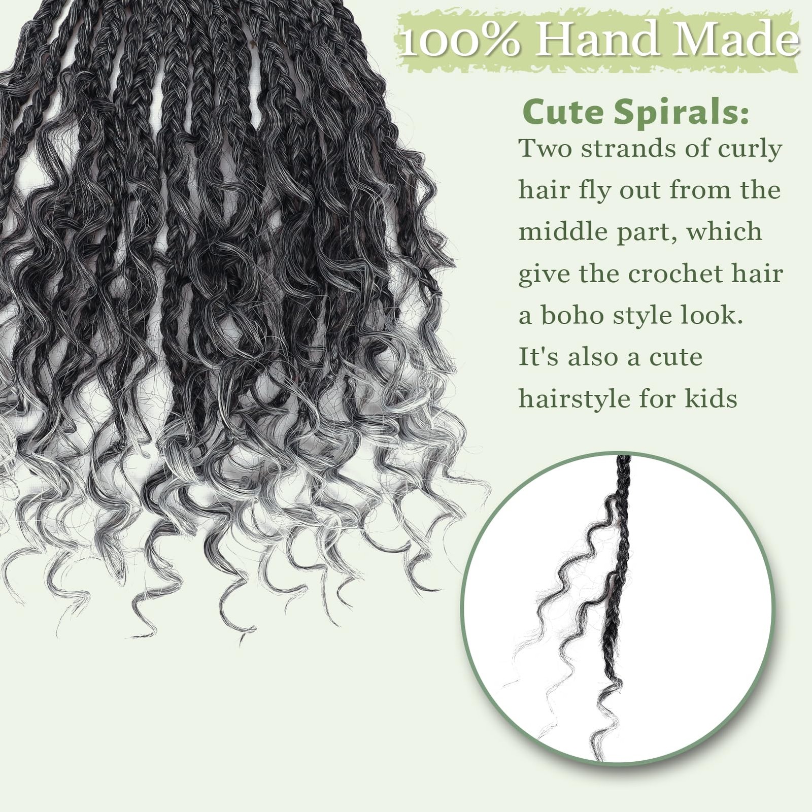 Goddess Box Braids Crochet Hair 14 Inch 8 Packs Pre-looped Bohomian Crochet B…