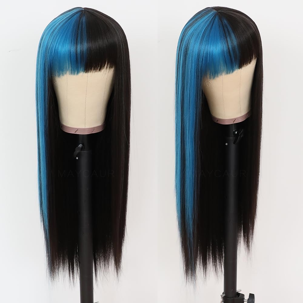 Glueless Black Blue Ombre Wig with Full Density’/