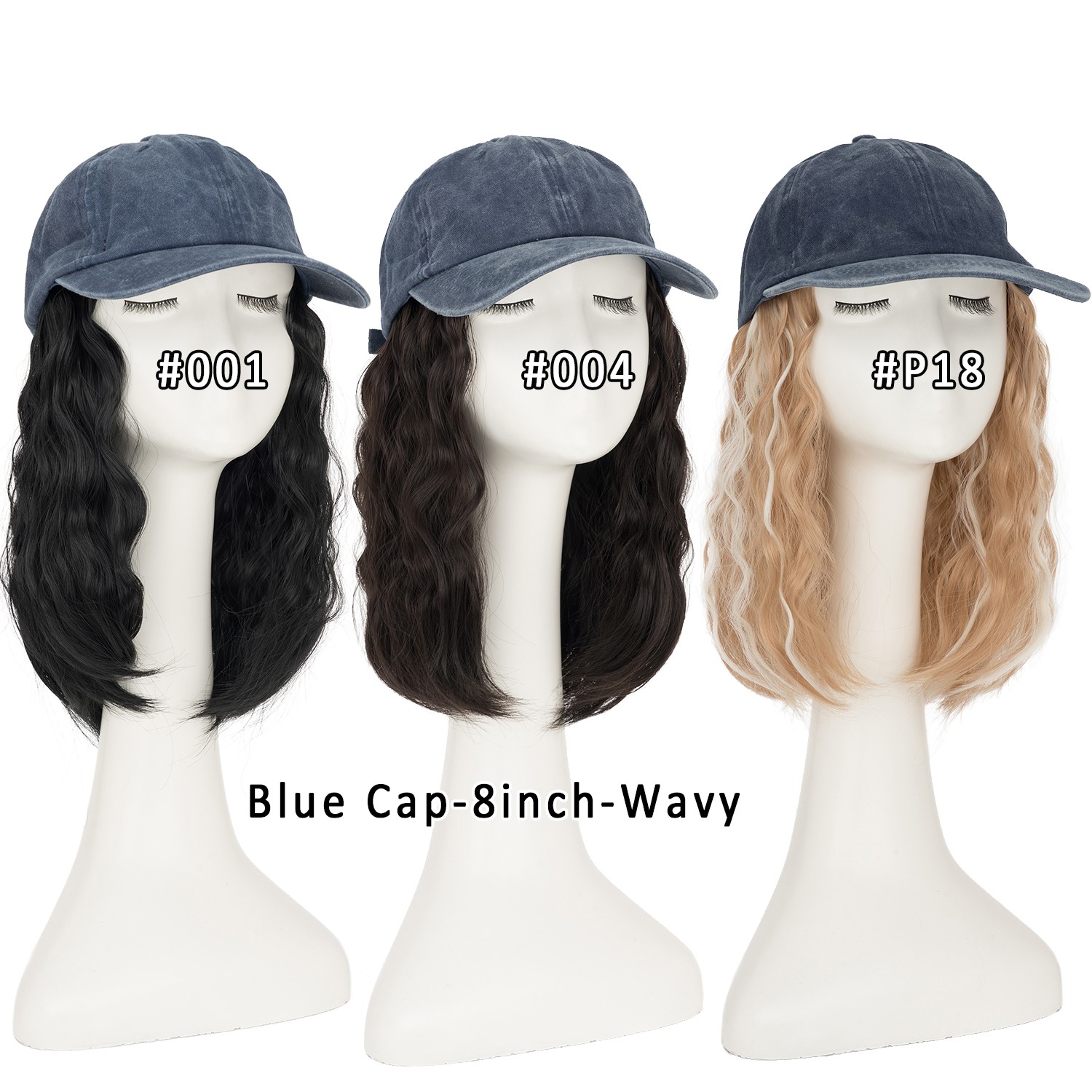 Women long Wavy Wig Baseball Cap With Synthetic Hair Adjustable Dad Hat Natural