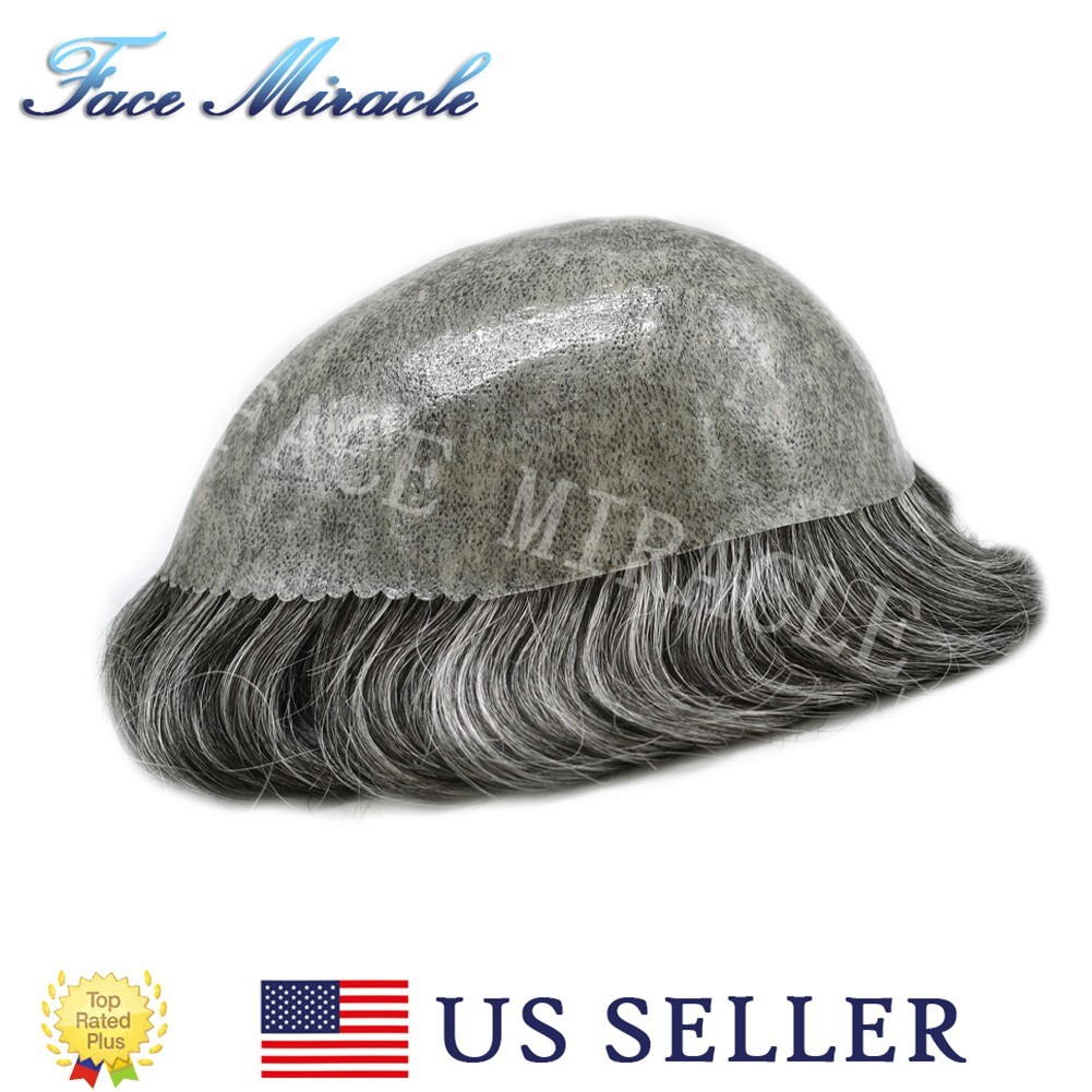 Full PU Mens Hair Piece Human Hair Systems 0.1MM Thin Skin Toupee for Men