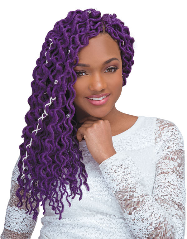 JANET COLLECTION CROCHET BRAID CURLY FAUX – 2X MAMBO COILY DENSE LOCS 18″