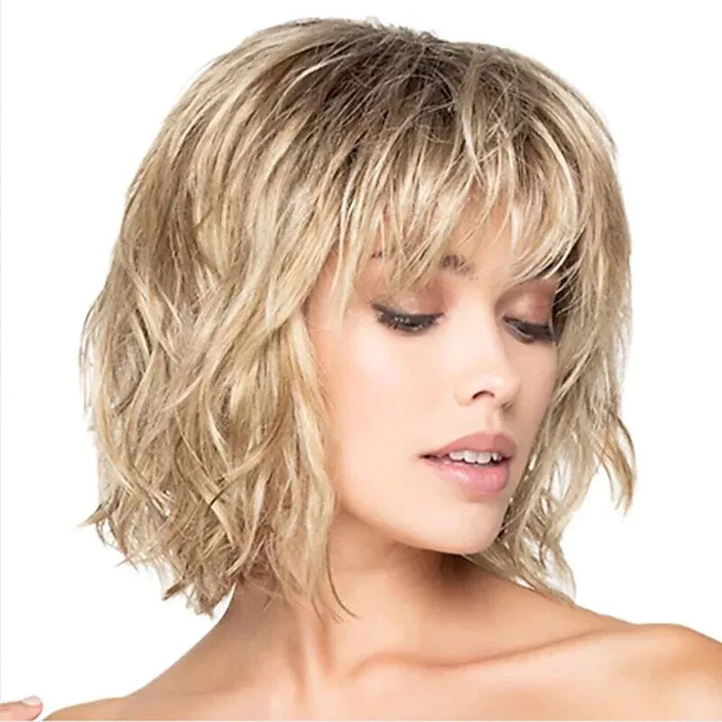 Human Hair Short Silver White Straight Wig Women’s Full Wig 12 in