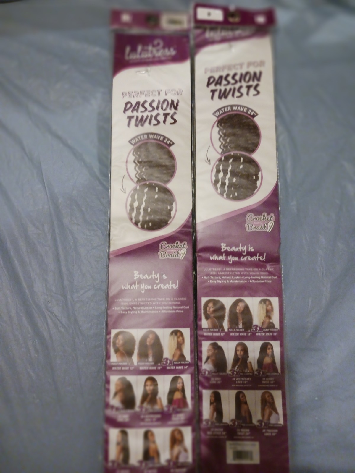 Lulutress Water Wave 24 in Pre-Looped Synthetic Crochet Braid Extensions 2-Pack