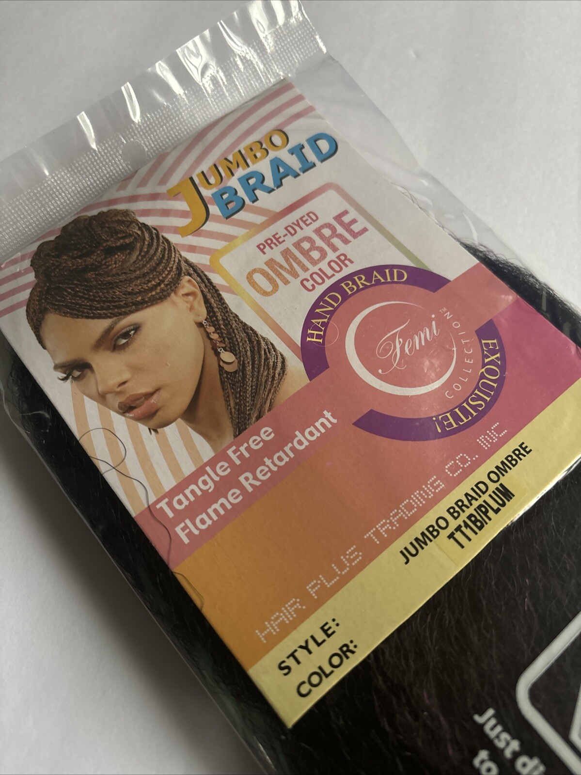 jumbo braid premium soft hair. Remy Feeling Plum Colored Ombré TT1B/plum