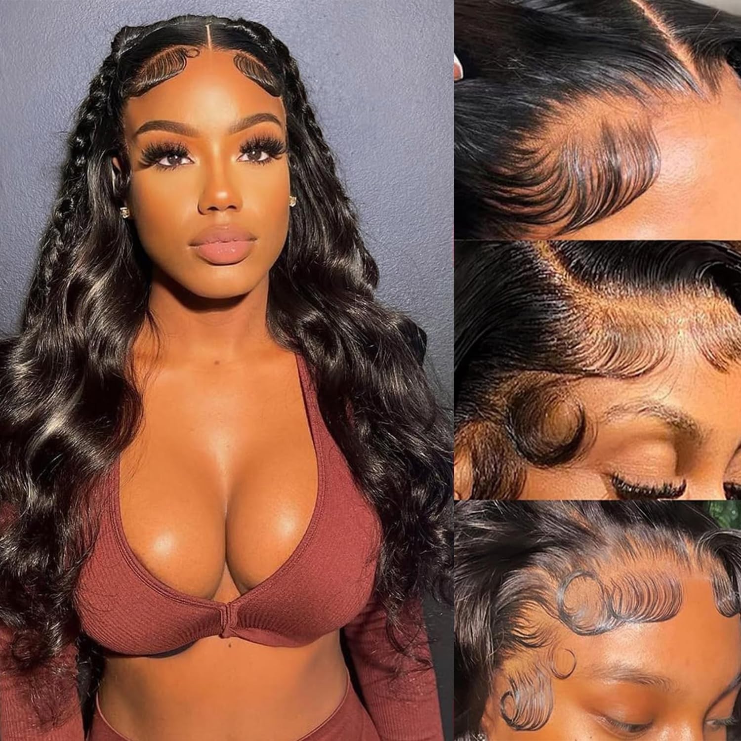30″ 13×6 Body Wave Lace Front Wig Human Hair 200% Density HD Transparent Pre-Plu