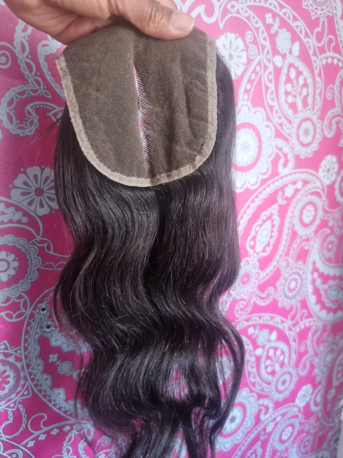 12A 20INCH 5X5 WIDER LACE CLOSURE BRAZILIAN HUMAN HAIR WAVY BLEACH KNOTS 1B# 70g