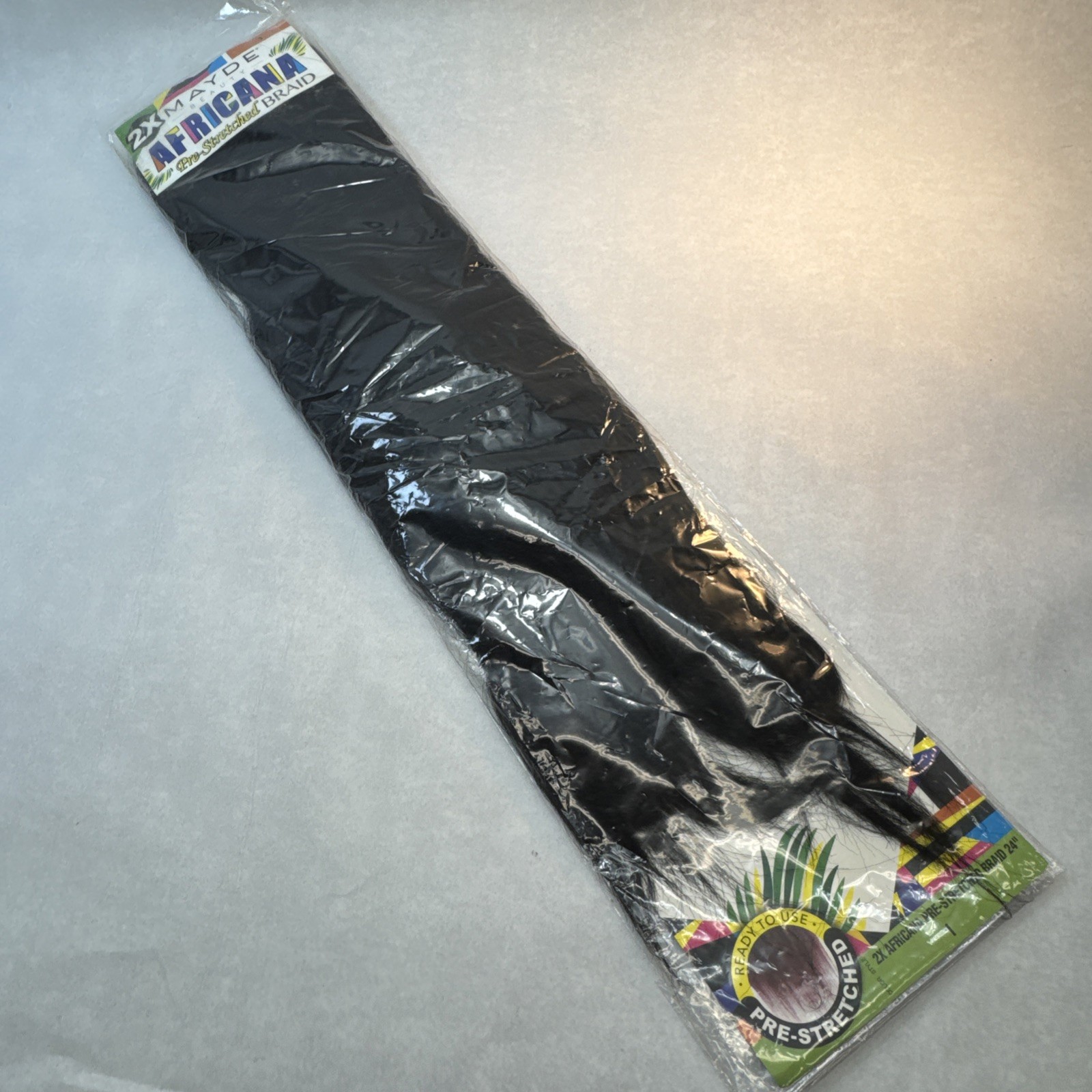MAYDE BEAUTY SYNTHETIC PRE-STRETCHED BRAID 2X AFRICANA 24” BLACK READY NEW