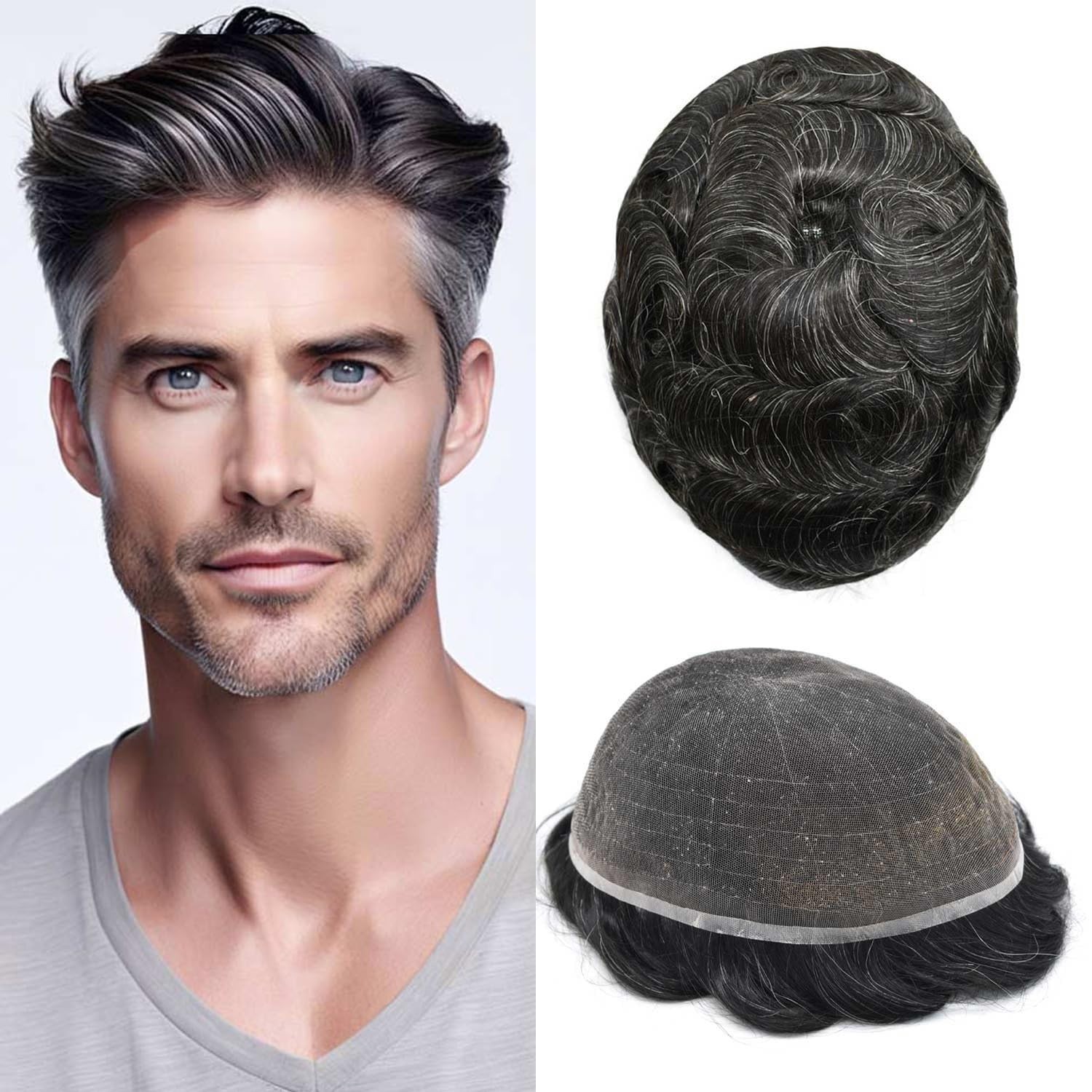 Full French Lace Hair Replacement System For Man Swiss Lace Men Toupee LACE