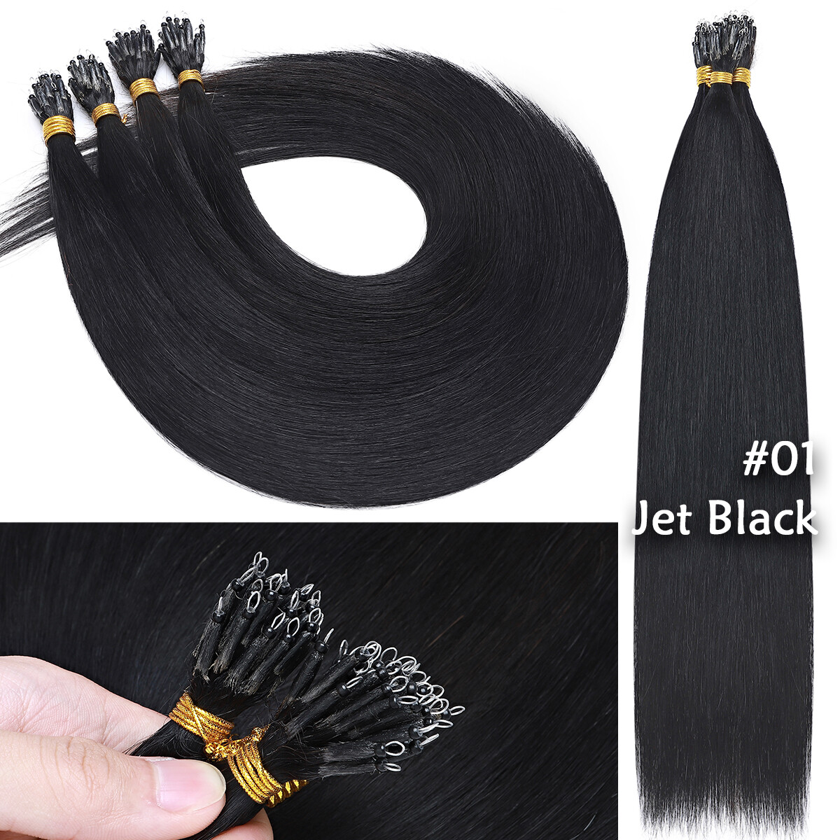 Nano Ring Tip Double Drawn Hair Extensions THICK 100% Real Remy Human Hair 200Gr