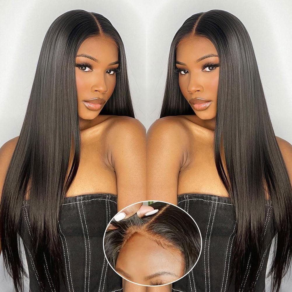 Wear and Go Glueless Wigs Human Hair Pre Plucked Pre Cut 6×4 Straight Lace Fr…