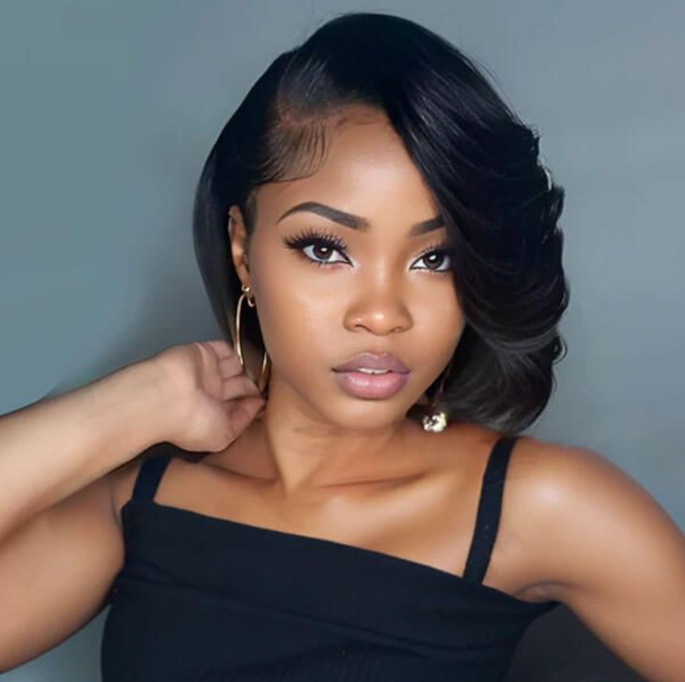 Wear and Go Wigs Side Part Short Bob Wig With Bangs Pre Cut Lace Human Hair Wigs