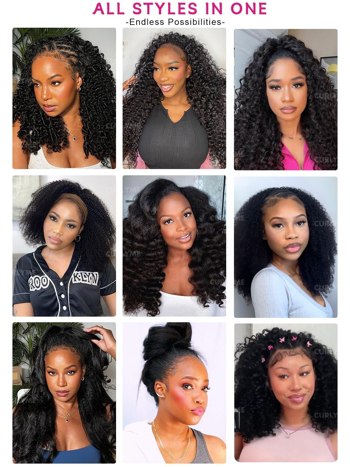 Drawstring Curly Half Wig Human Hair Glueless Wear and Go Loose Curly Full En…
