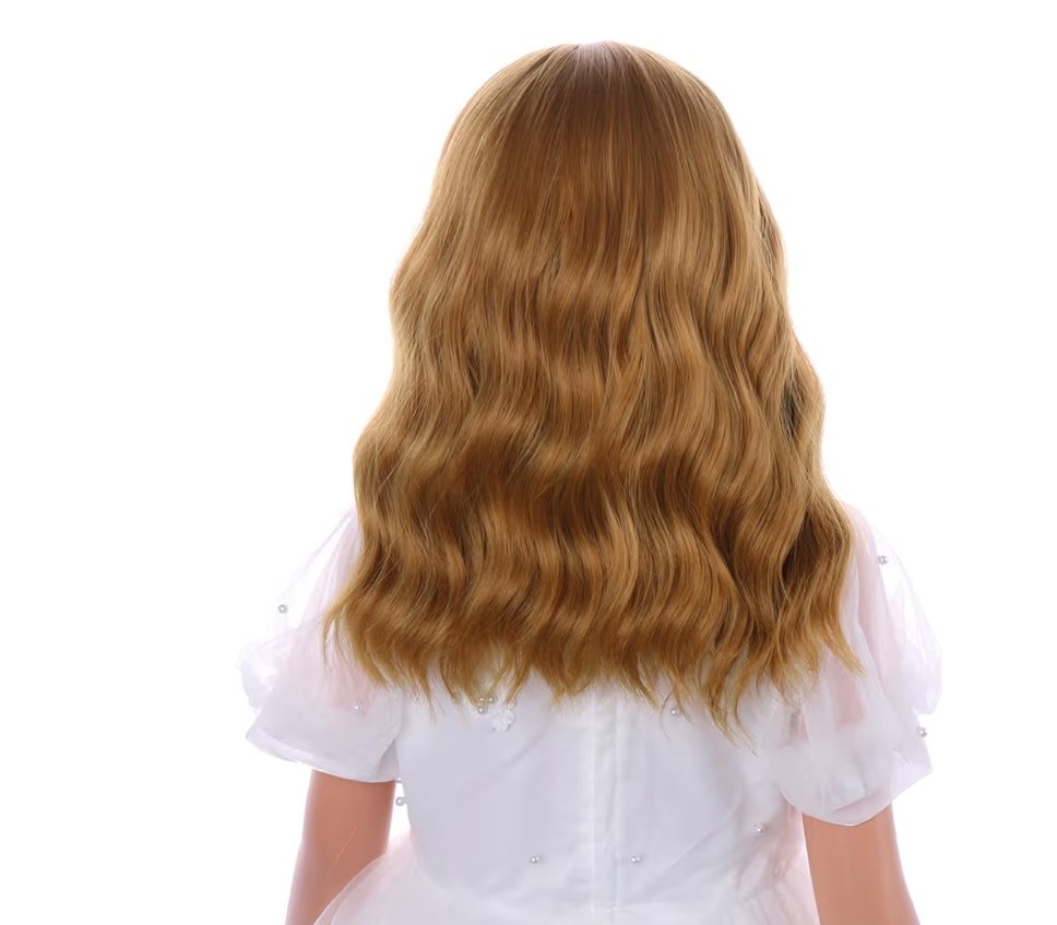Child’s/Girls/Petite Strawberry Blonde Short Wavy Wig with Bangs Heat Resistant