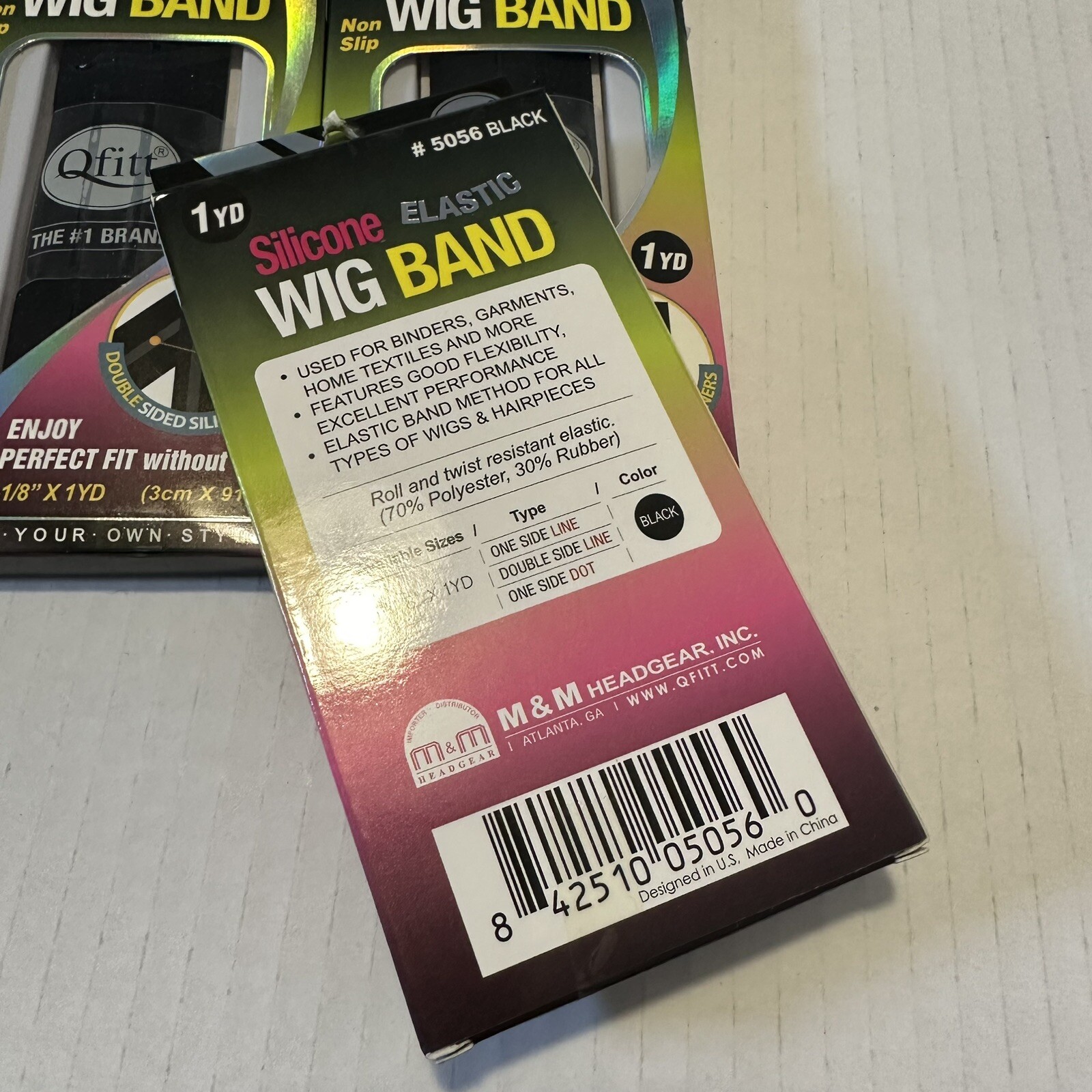 Qfitt Silicone Elastic Wig Band Lot Of 3 Black 5056 Non Slip 1 Yard Each New