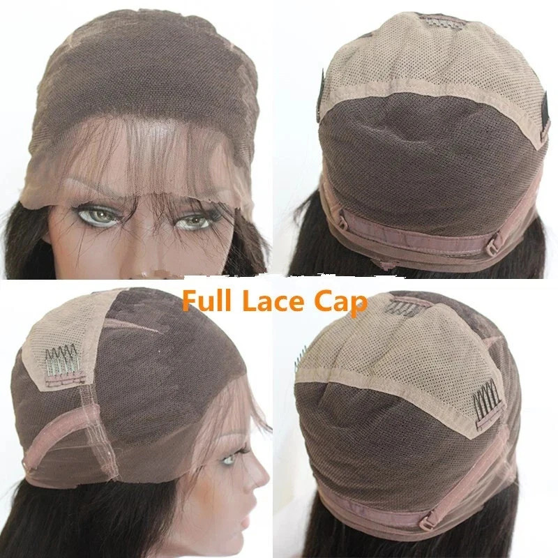22Inch 100% Human Hair Wigs Brown Blonde Highlights Full Lace Front Wig