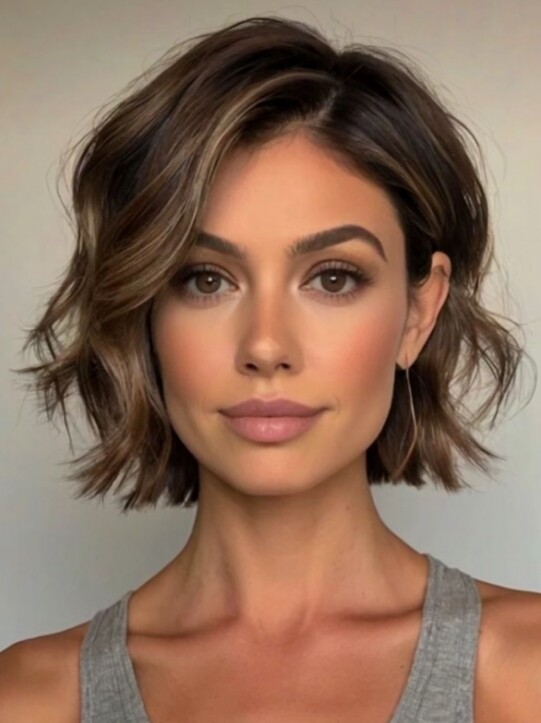 Highlight Brown Wavy Wig 100% Human Hair 13×4 Lace Front Wig
