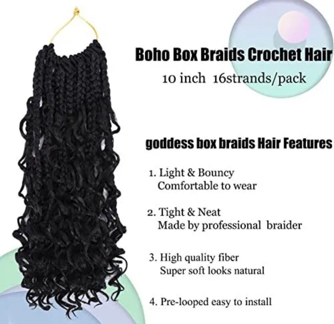Goddess Box Braids Crochet Hair 10 Inch Bohemian Box Braids Crochet Hair Curly