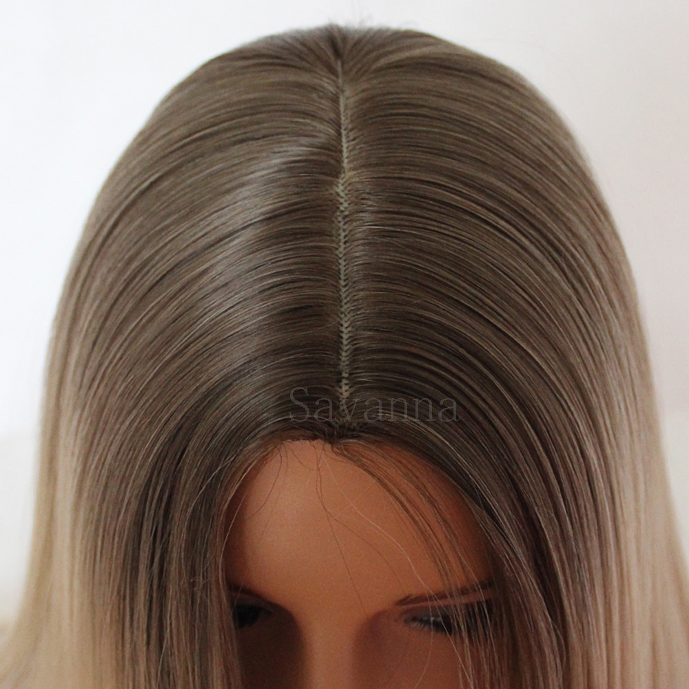 Women’s Ombre Blonde Glueless Natural Straight Heat Resistant Synthetic Hair