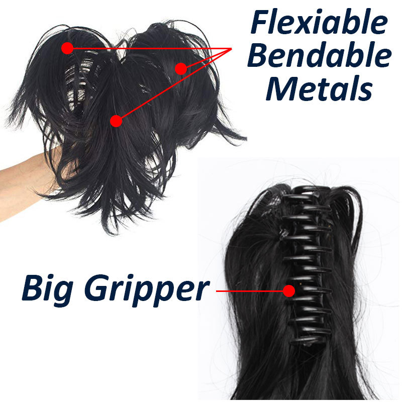 12” Short Straight Layered Bendable Ponytail Jaw Claw Clip In Hair Extension TA