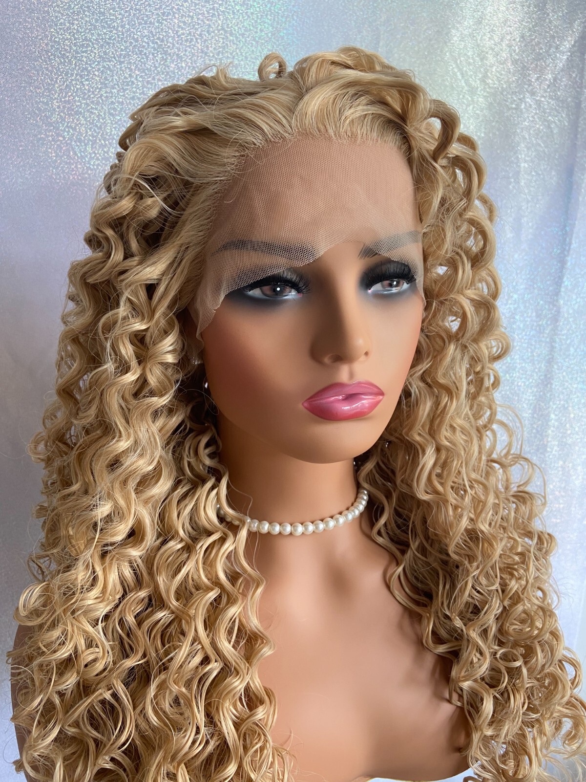 Heat Resistant Fiber Lace Front Wig Long Curly Blonde Heat OK 27-613 Women