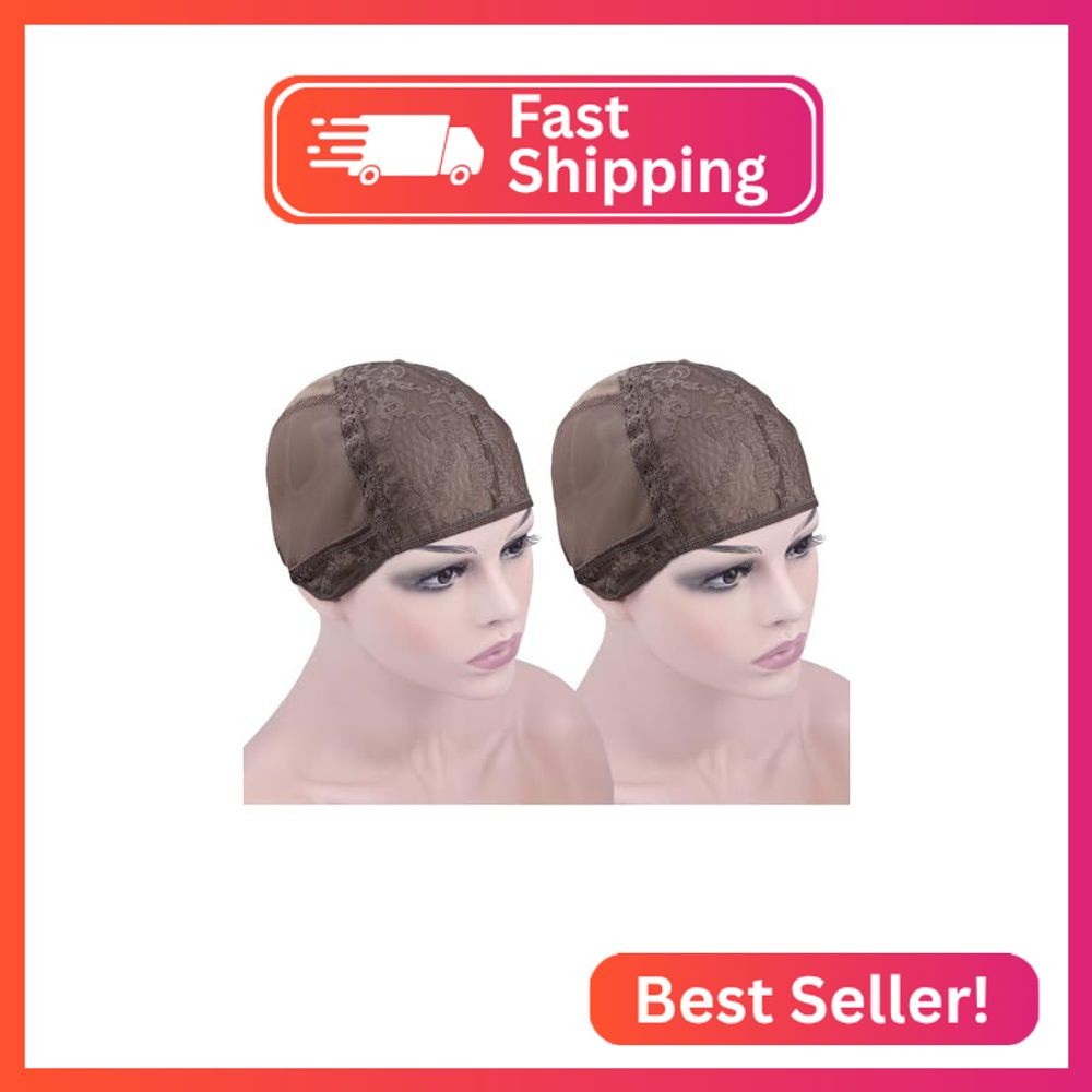 YTBYT 2 Pcs Double Lace Wig Caps with Adjustable Straps Swiss Lace Hairnet on th