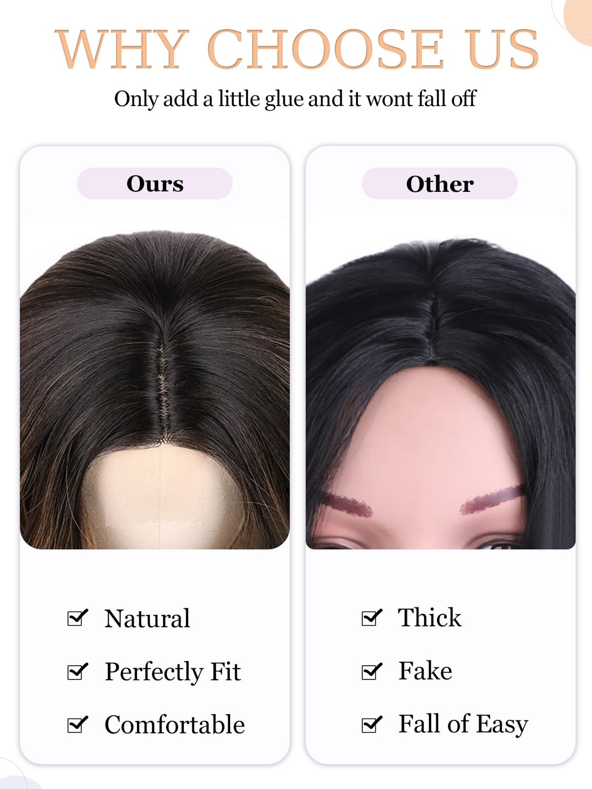Paneway Hair Topper 20 Inch Wavy Synthetic Clip-In Topper For Women Natural