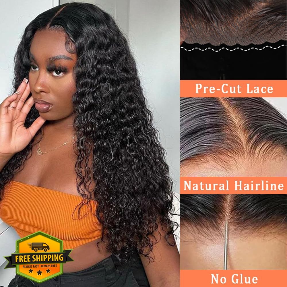 Pinketer Deep Wave Wig 28 Inch Natural Color