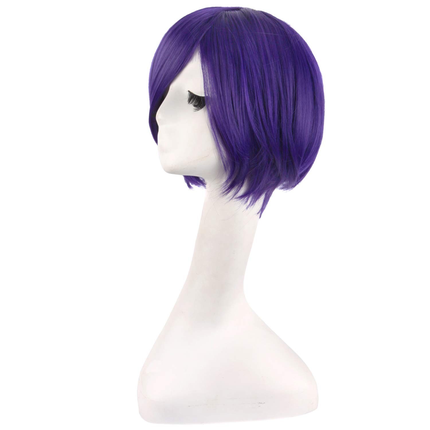 Anime Short Paragraph Wig – 30 cm Dark Purple Heat Resistant Wig for Cosplay