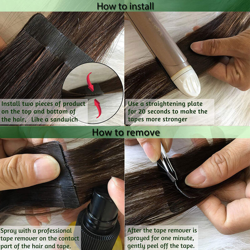 Kinky /Yaki PU Skin Wefts & Tape 100% Remy Human Hair Extensions 20pcs 50g Curly