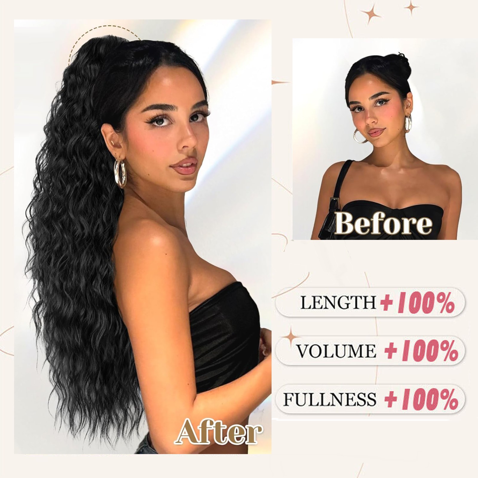 Corn Wavy Ponytail Extension Claw Clip 32 Inch Corn Wave Pony Tail Synthetic USA