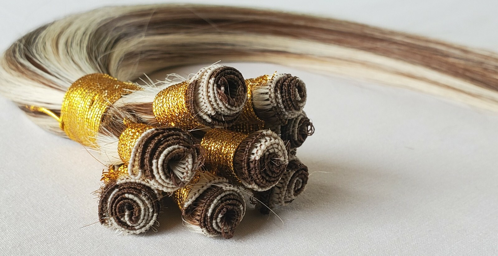 18″, 20″, 22″ Hand-Tied Weft, 100 grams, Human Remy Hair Extensions #4/613