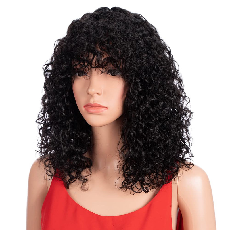Spotlight Short Kinky Curly Wigs 14 Inch Bob Loose Wave Human Hair Wigs For