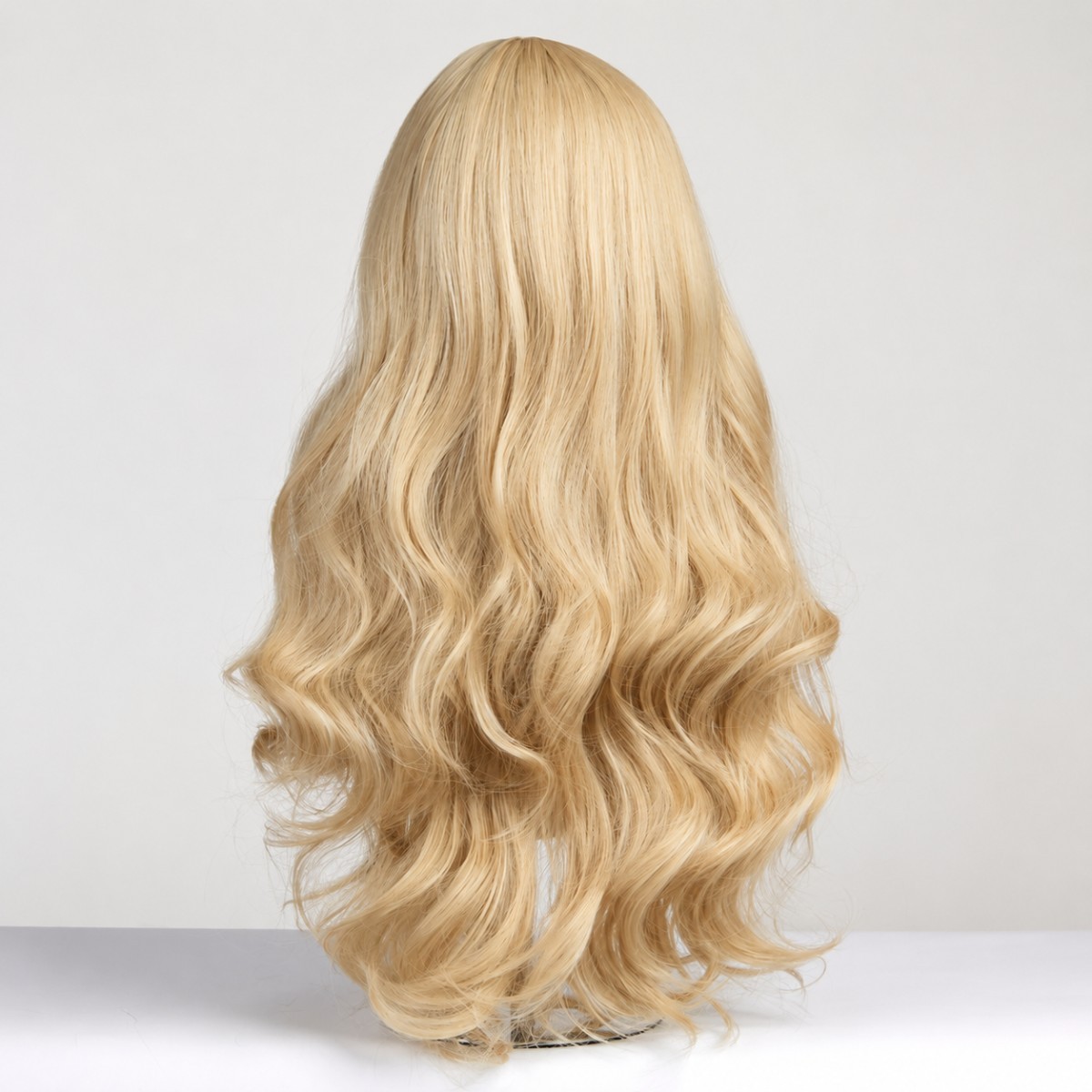 Long Wavy Women Heat Resistant Hair Soft Light blonde Dress Up Wig With Bangs