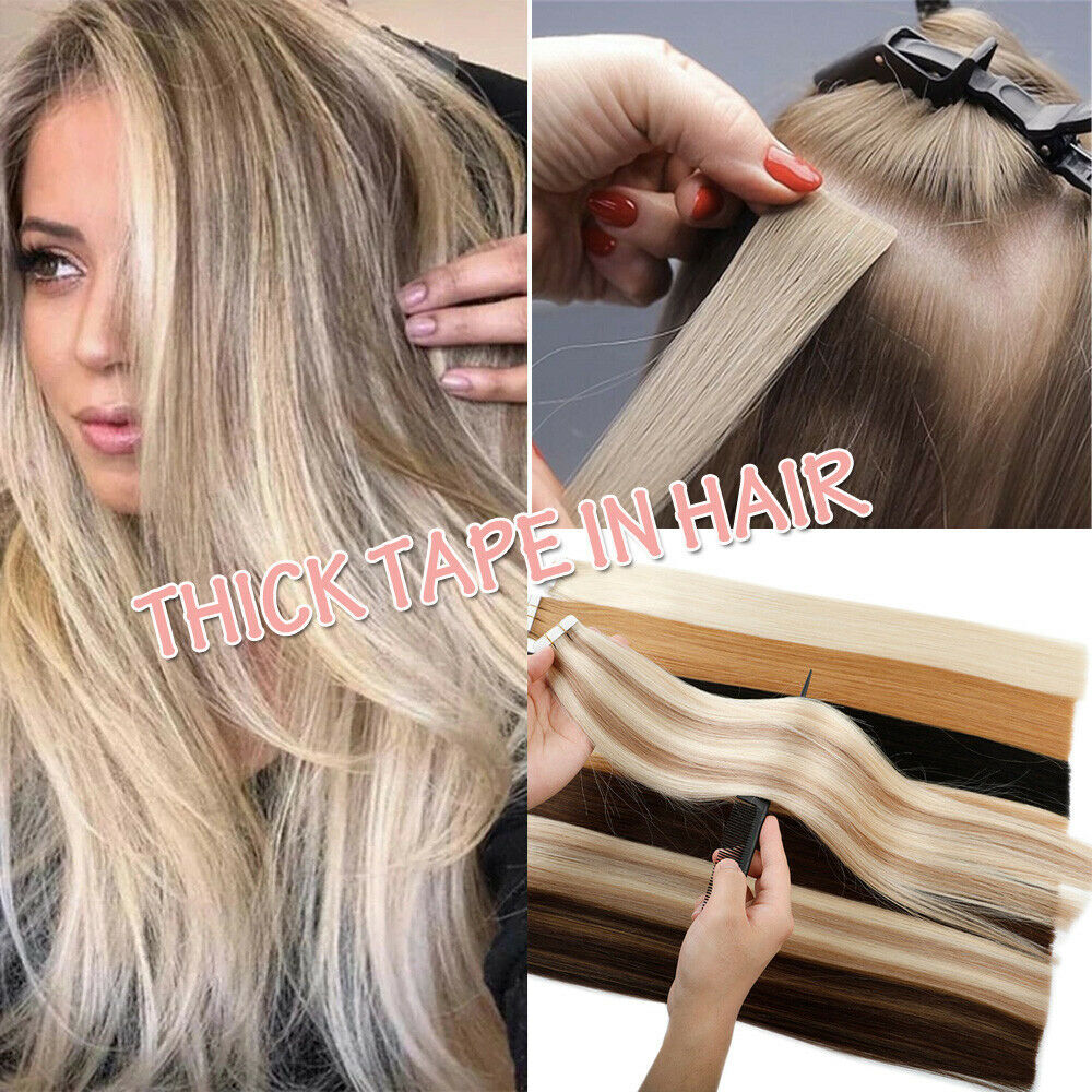 Invisible Tape in Human Hair Extensions Seamless Adhesive PU Skin Wefts RemyHair