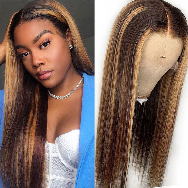 13*4 Lace Front Wig Brazilian 100% Human Hair P4/27 Silky Straight Body Wave