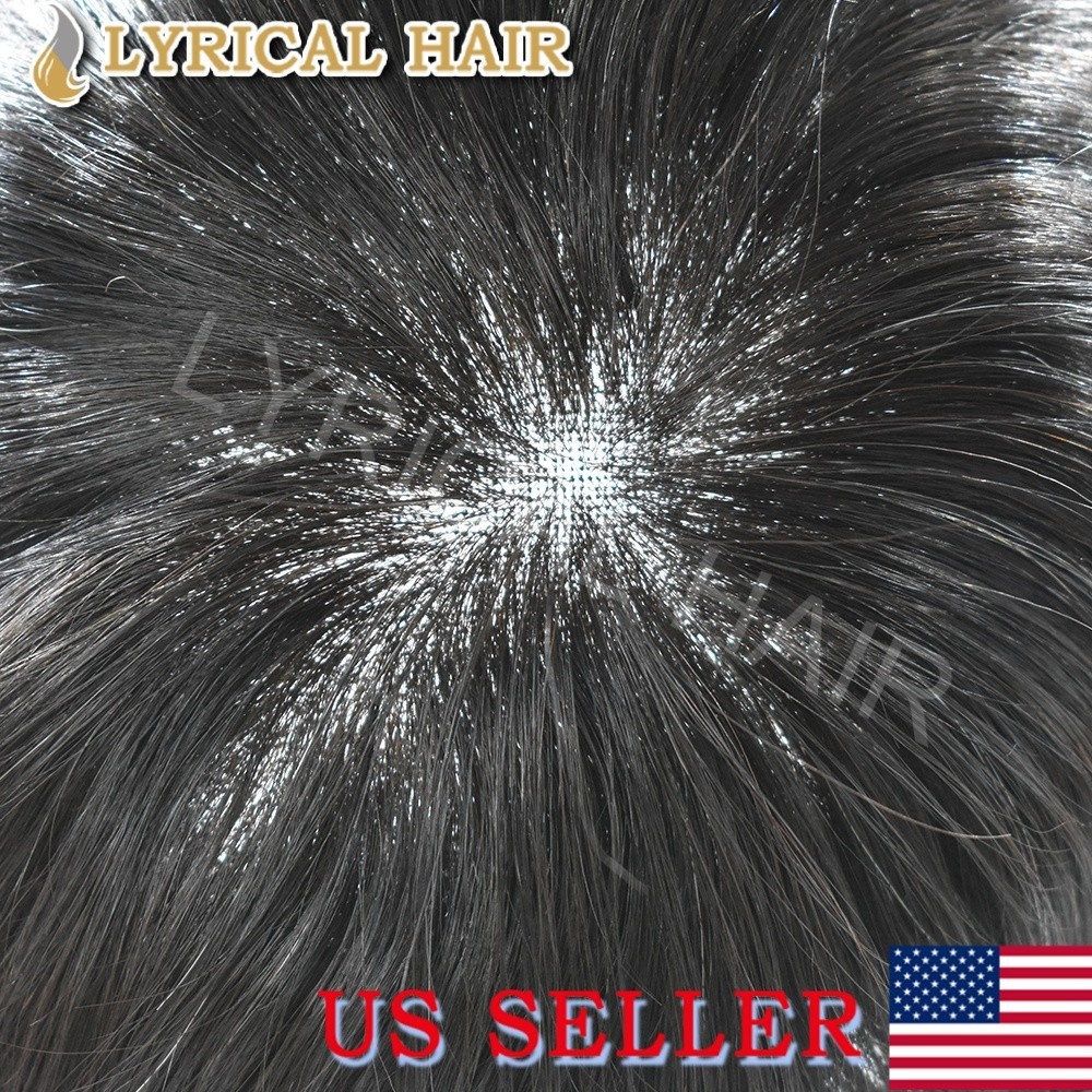 Mens Toupee French Lace Front Human Hair Invisible Hairpiece Skin PU Hair System