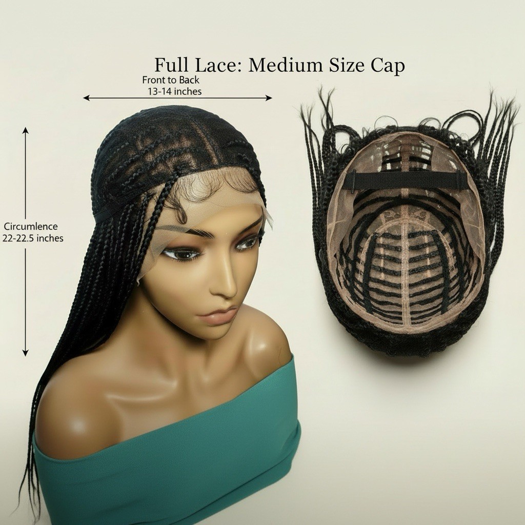 Brown Braided Wig. Cornrow with Individual Braids. Full Lace Baby Hair -36in
