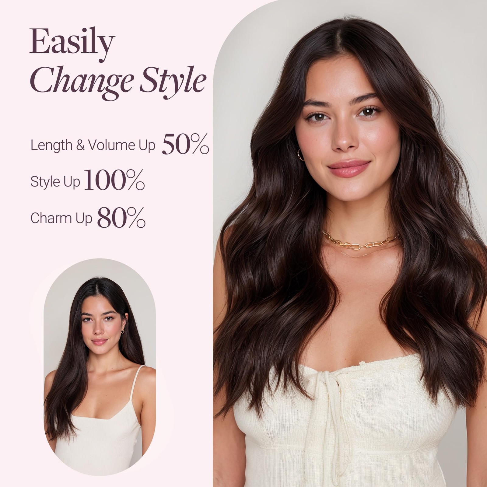 18 Inch 95g GOO GOO Natural Remy Human Hair Wire Extensions Easy to Wear