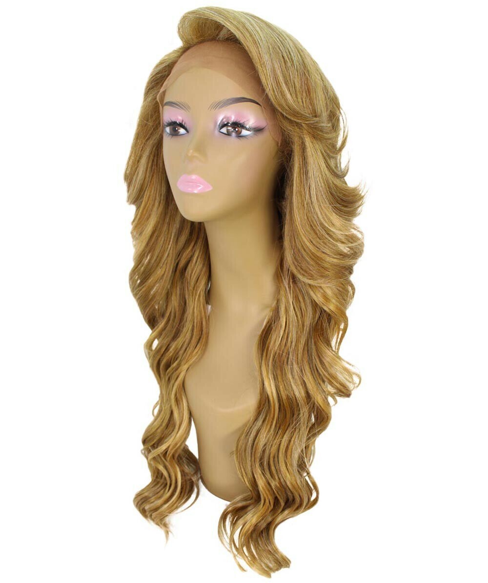 LUXLUXE Asana Wavy 26″7×4 Women’s Lace Front Wig, BLT-0117, Blonde Blend