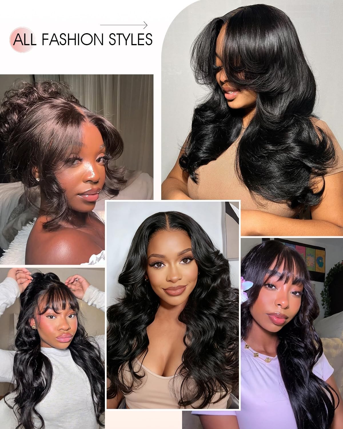 Tunfine Curtain Bangs Face-Framing 9X6 Glueless Wigs Human Hair Pre Plucked Pre