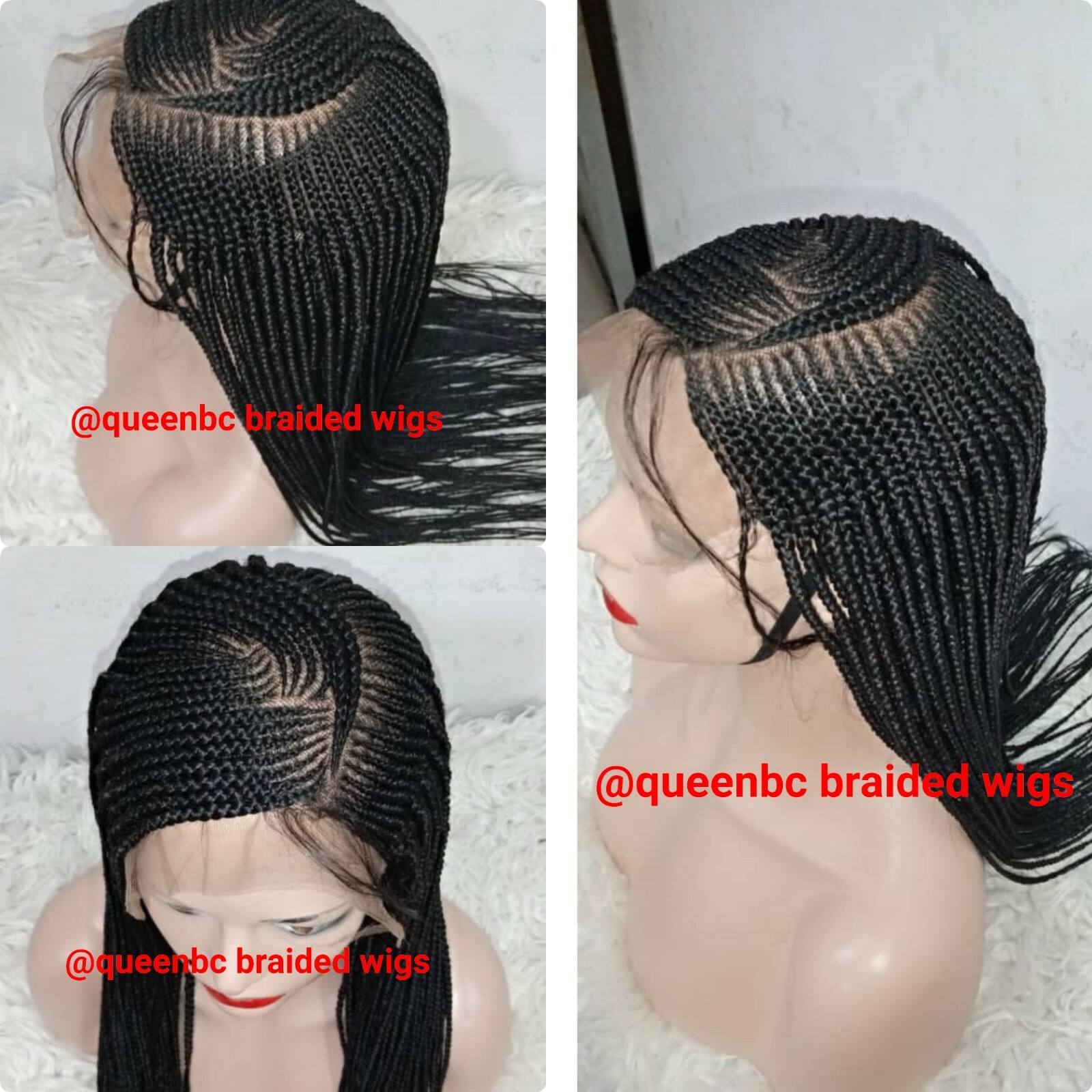 Braided wig: Handmade cornrow feedin braids with lace frontal.Preorder 2-3WEEKS