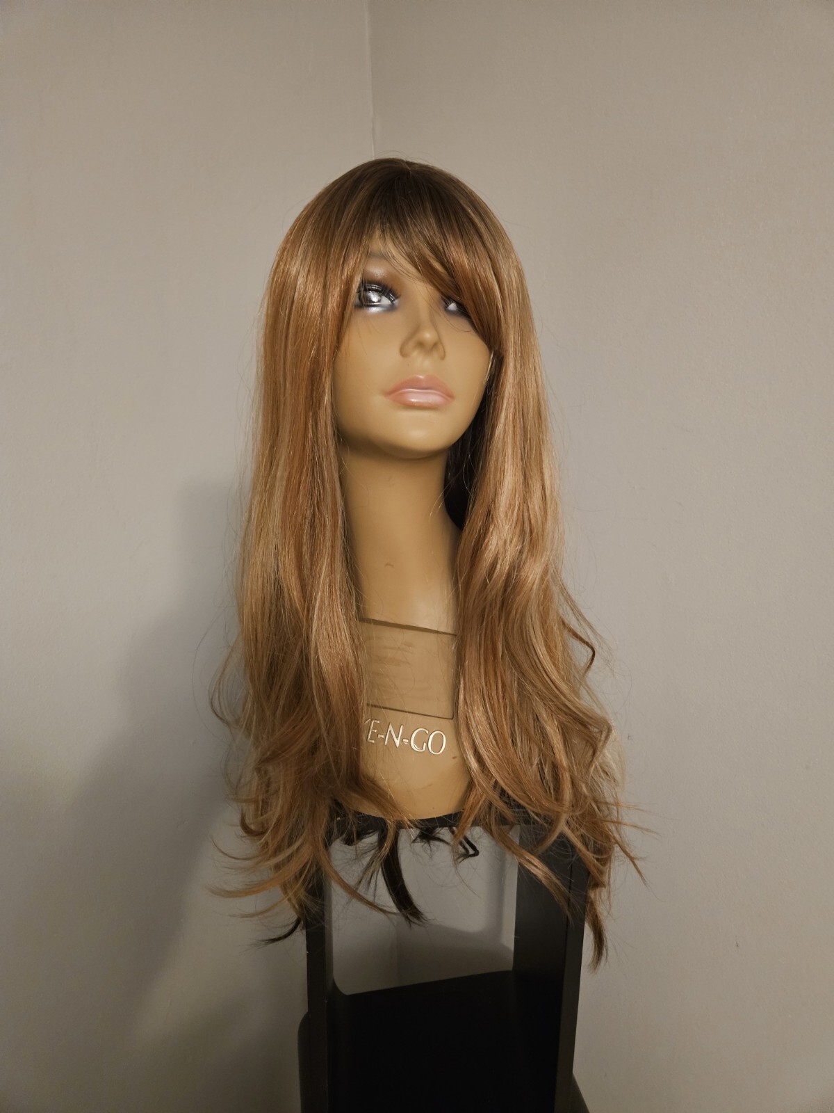 SUPER LONG LAYERED MIXED BROWN AUBURN BLONDE BANGS WAVY WIG