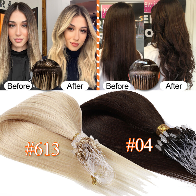 Micro Ring Human Hair Extensions Microlink Loop Beads 100% Remy Hair Highlight