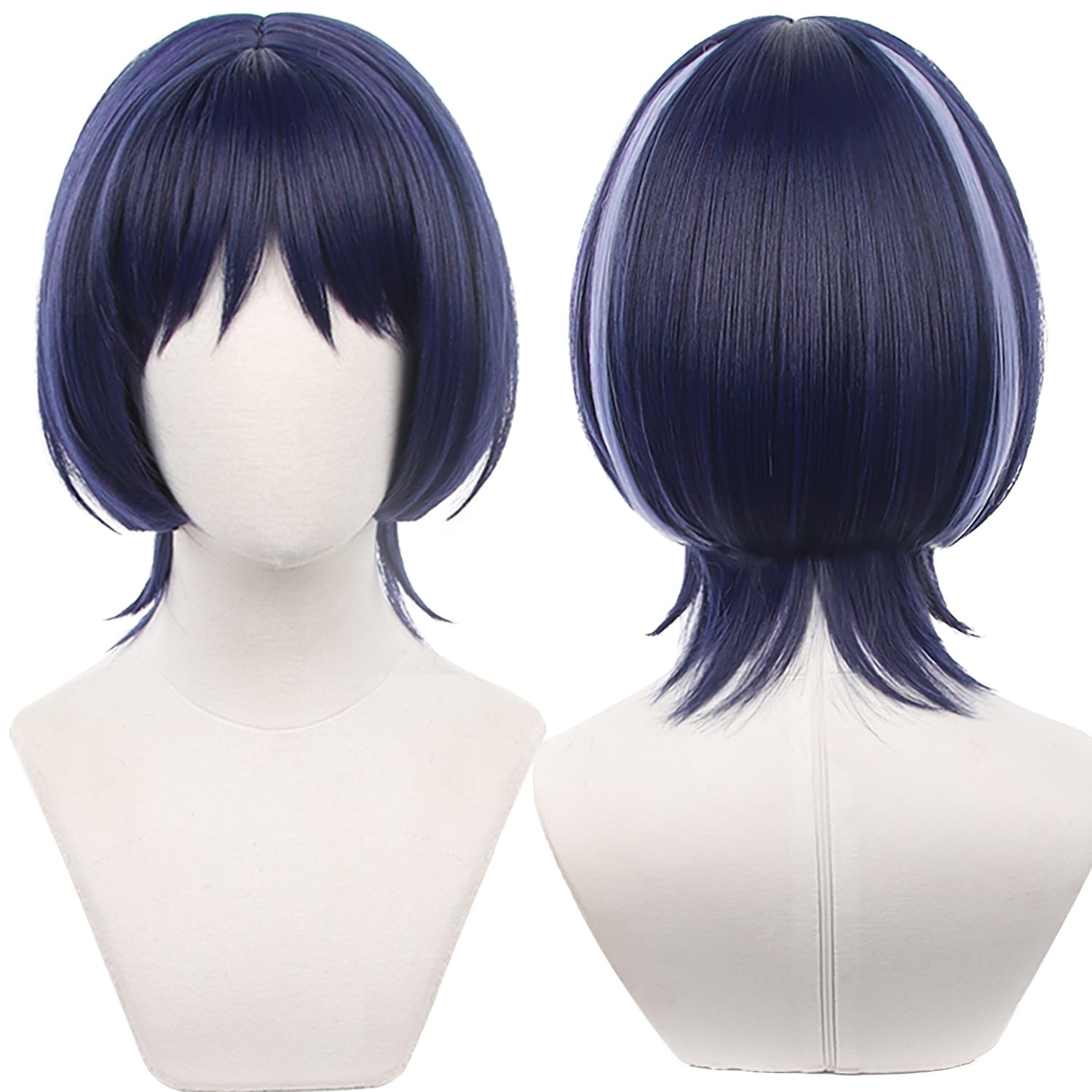 Dark Purple Mixed Light Purple Men Short Bob-Hair Wanderer Base Wig for Women…