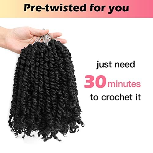 6 Inch Passion Twist Hair Pre-twisted 8 6 Inch (Pack of 8) 1B/Natural Black