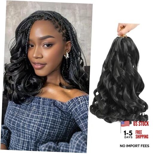 French Curl Braiding Hair Pre Stretched Bouncy Braiding Hair Curly 12 Inch #1B