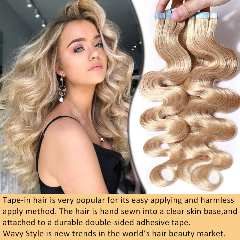 Tape in Hair Extensions 100% Remy Real Human Hair Skin Weft Black Brown Blonde S