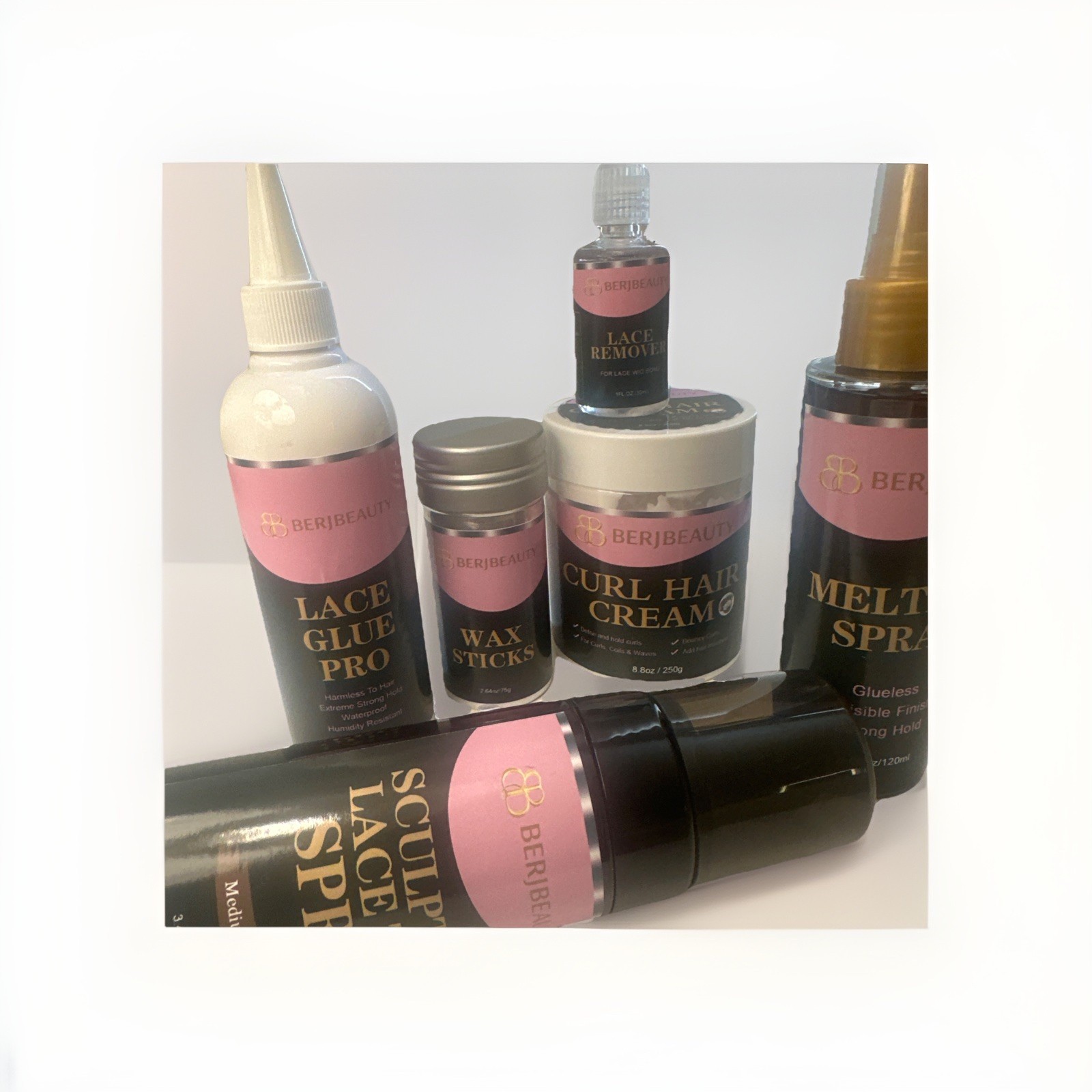 BerjBeauty Lace Glue Kit Wig Install Set Adhesive Remover Melt Spray Band Wax
