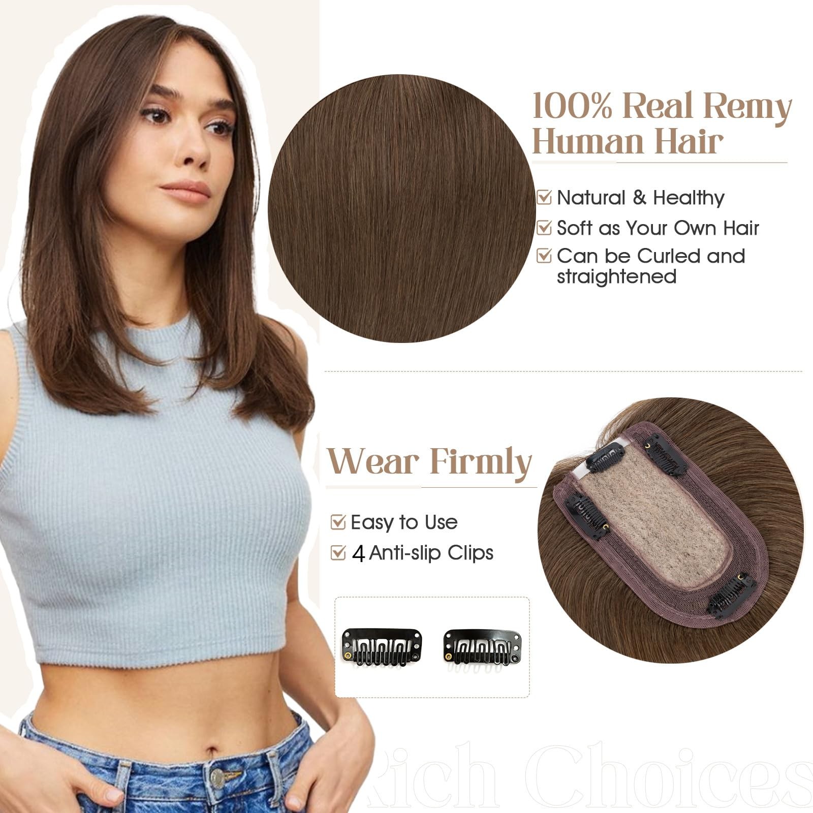 Rich Choices Hair Toppers For Women Real Human Hair No Bangs 100 Human Remy